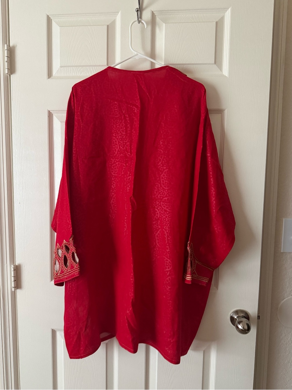 Embroidered Red Open Jacket - Picture 6 of 9